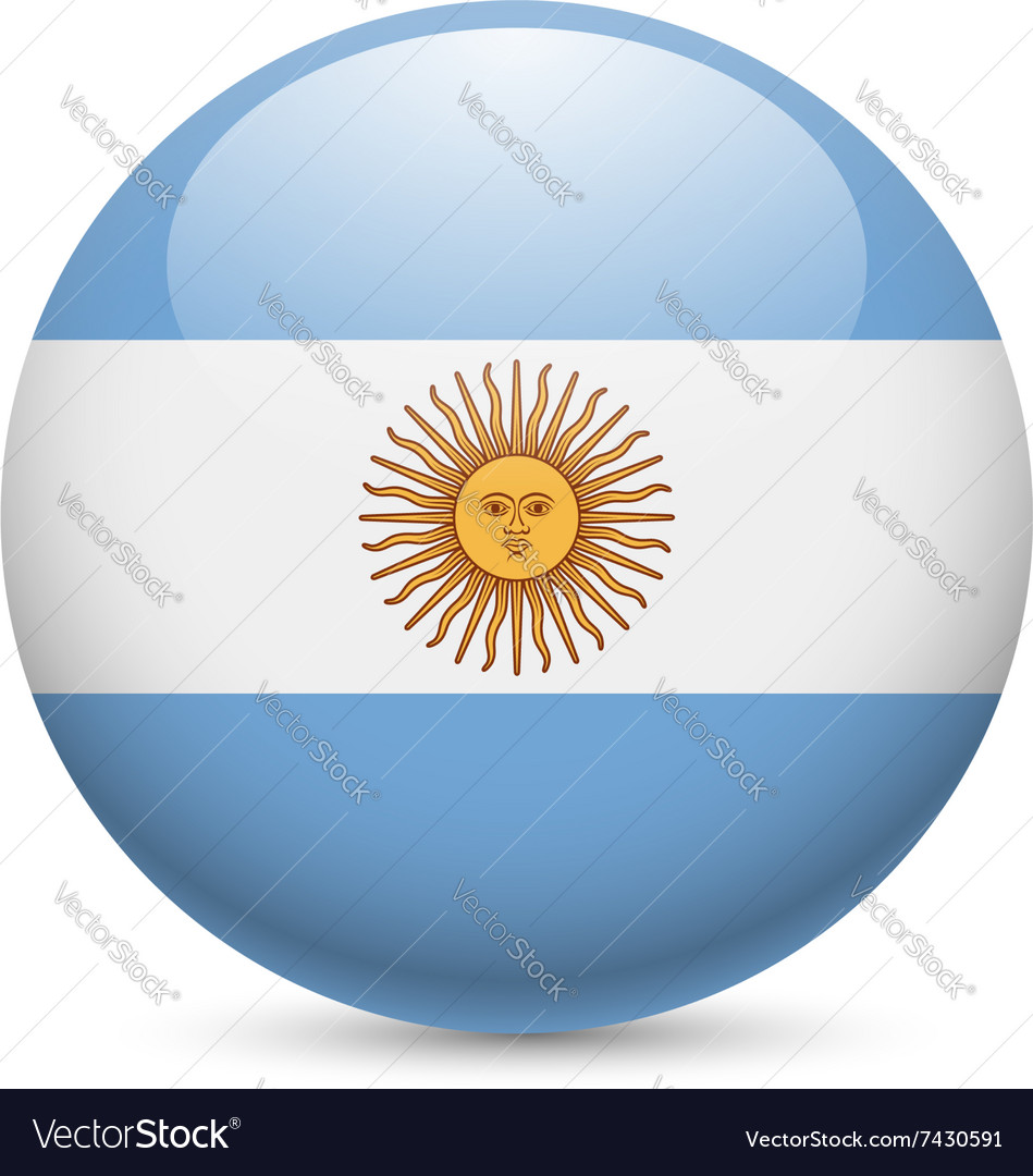 Round glossy icon of argentina Royalty Free Vector Image