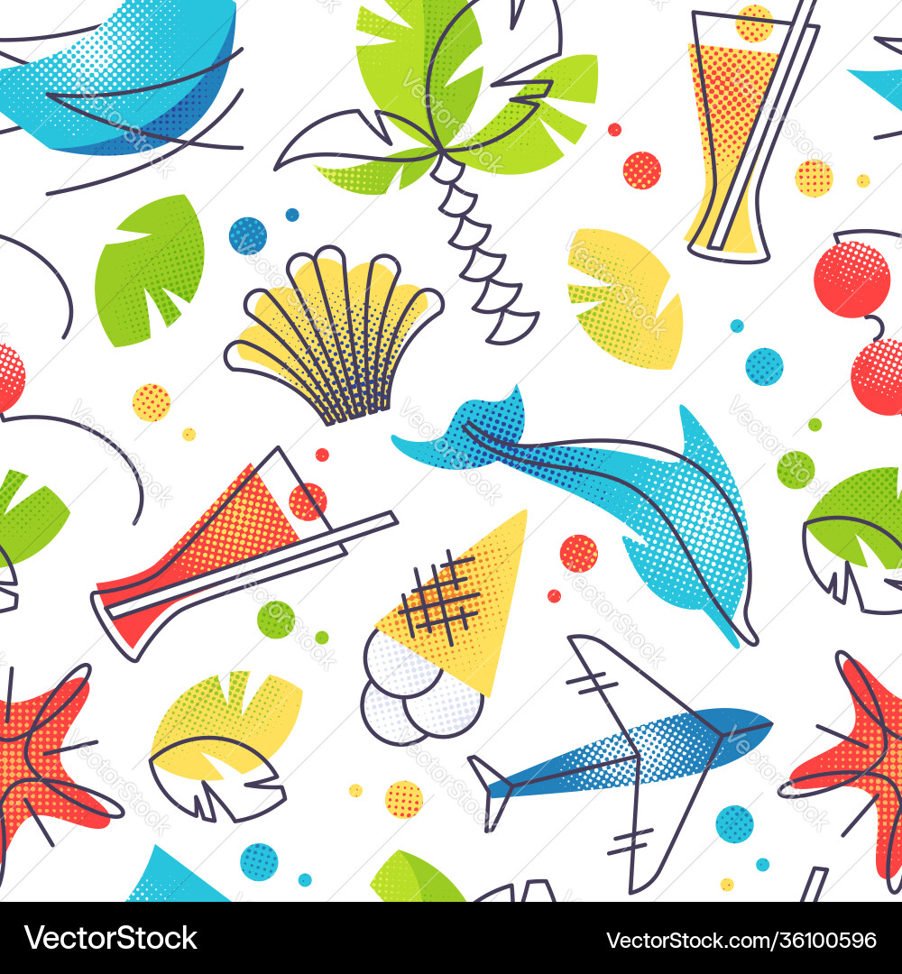 Beach vacations seamless background Royalty Free Vector