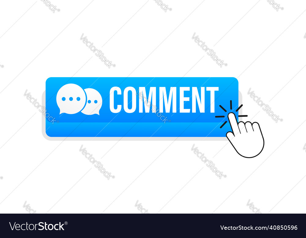 Flat blue comment button computer