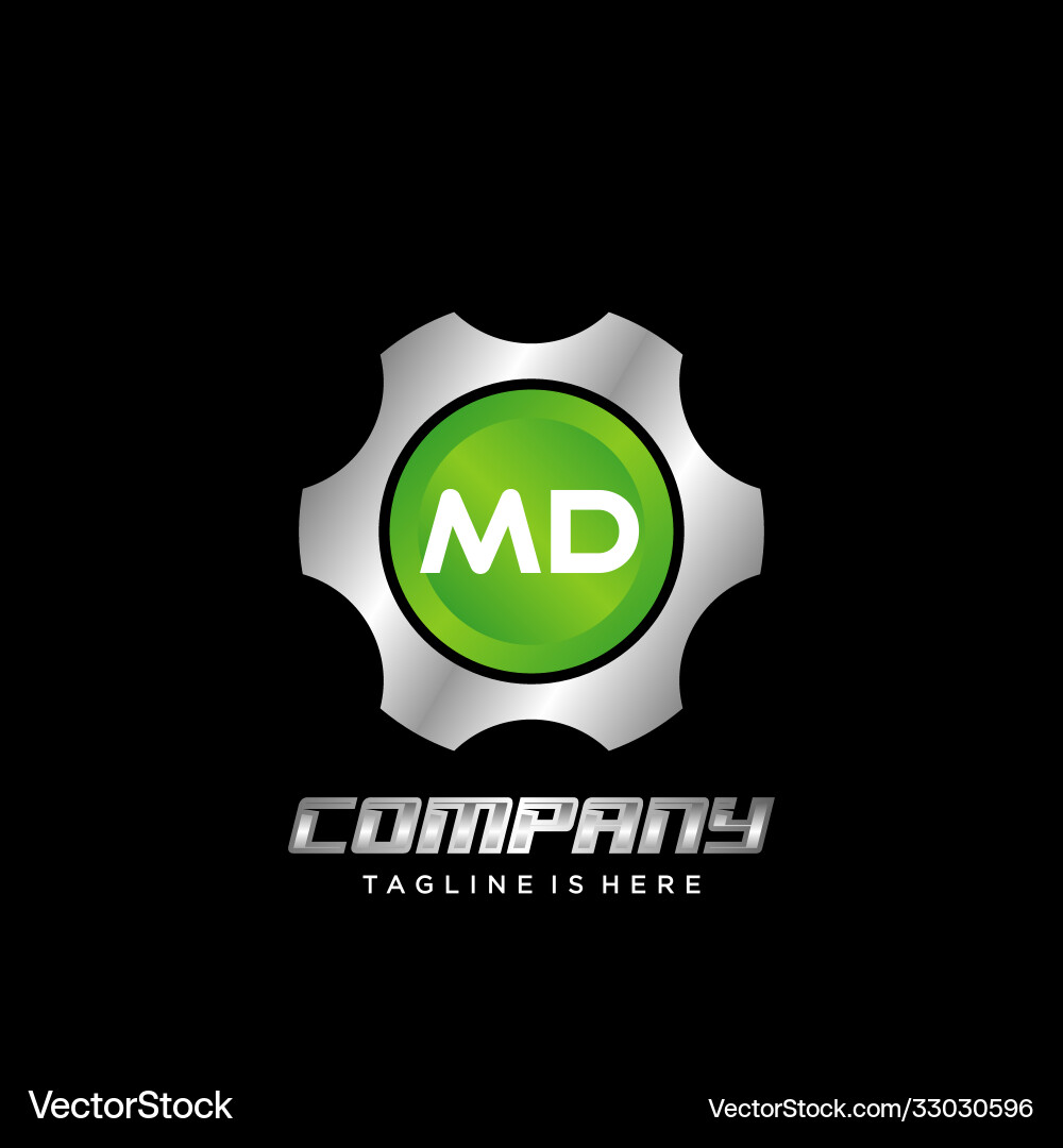 Md initial gear icon logo design element Vector Image