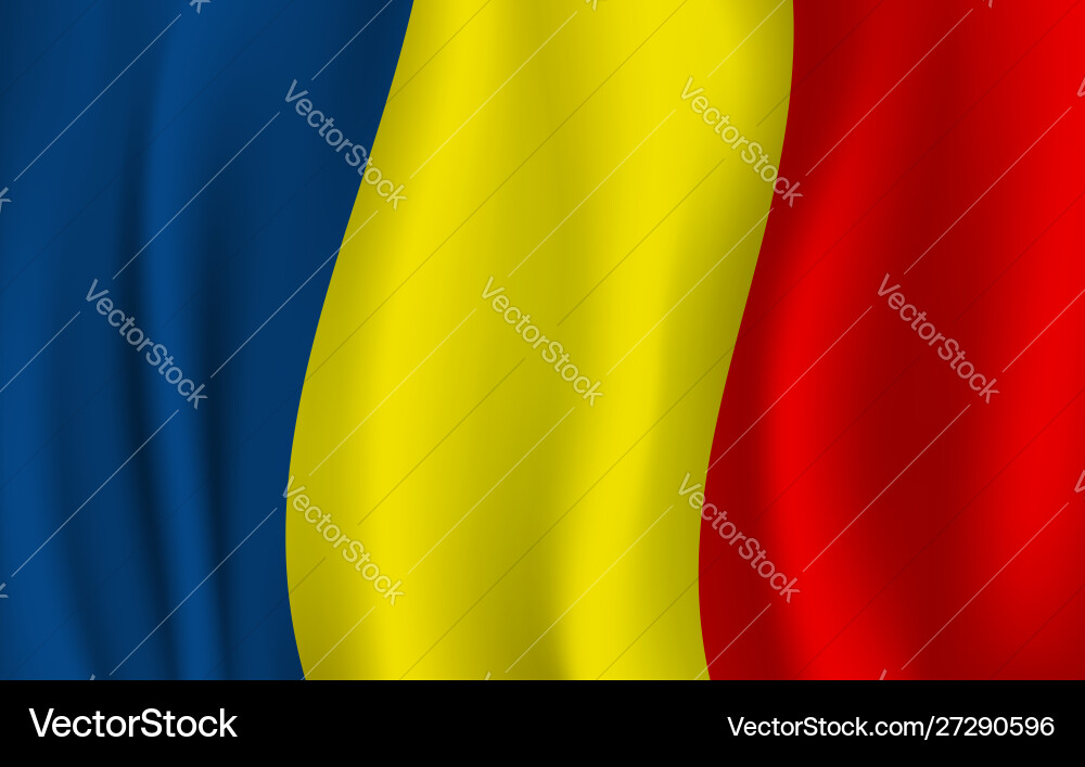 Realistic Wavy Romanian Flag Romania Symbol Vector Image
