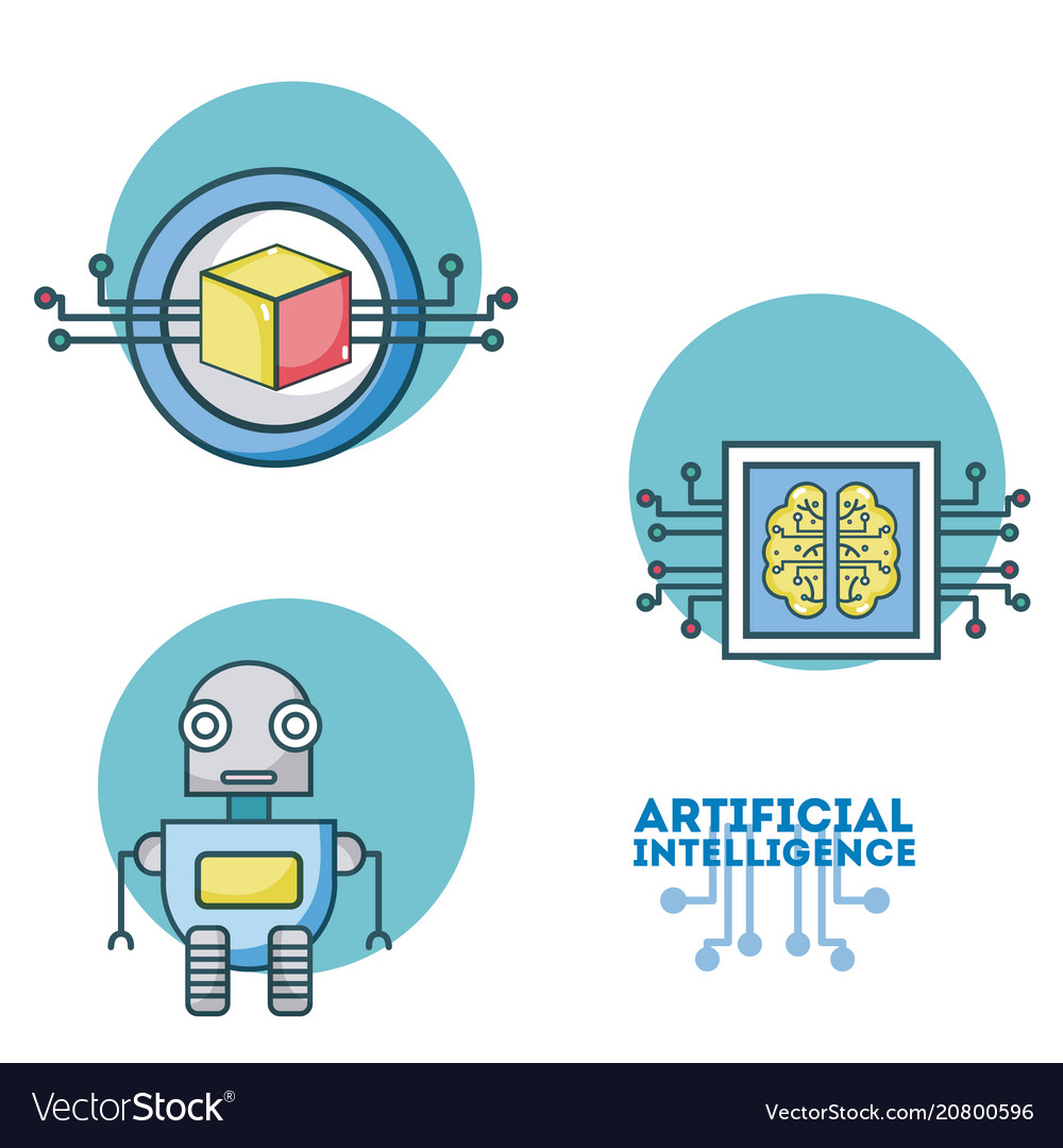 Set of artificial intelligence Royalty Free Vector Image