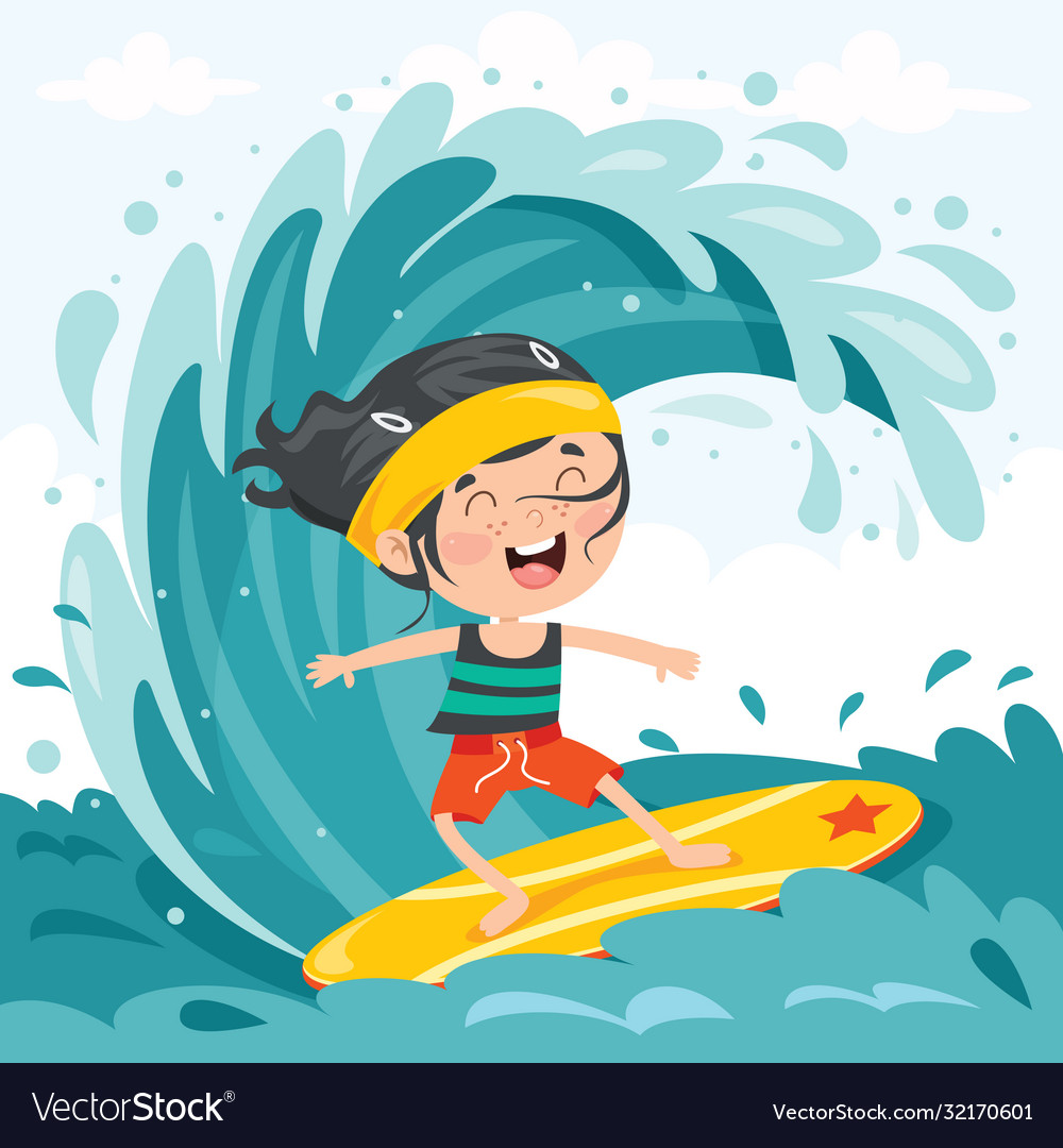 Character surfing Royalty Free Vector Image - VectorStock