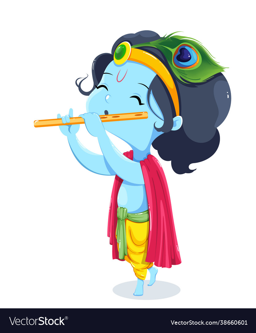 Happy krishna janmashtami greeting card Royalty Free Vector