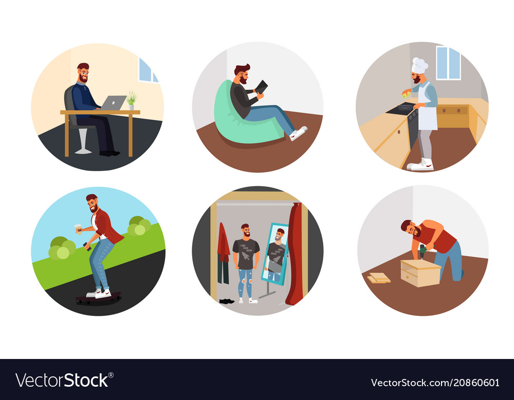 hipster-in-different-life-situations-royalty-free-vector