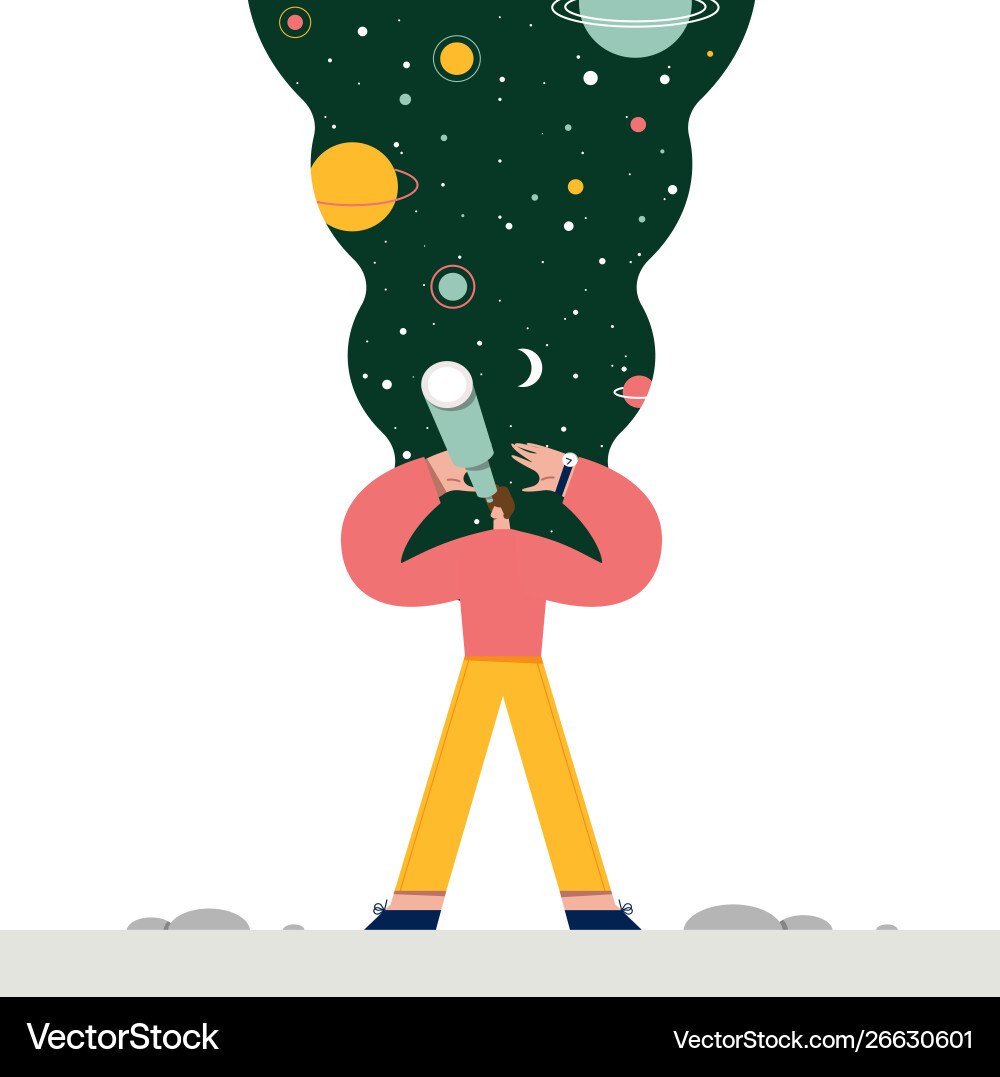 Exploring Man Vector Man exploring space flat Royalty Free Vector Image