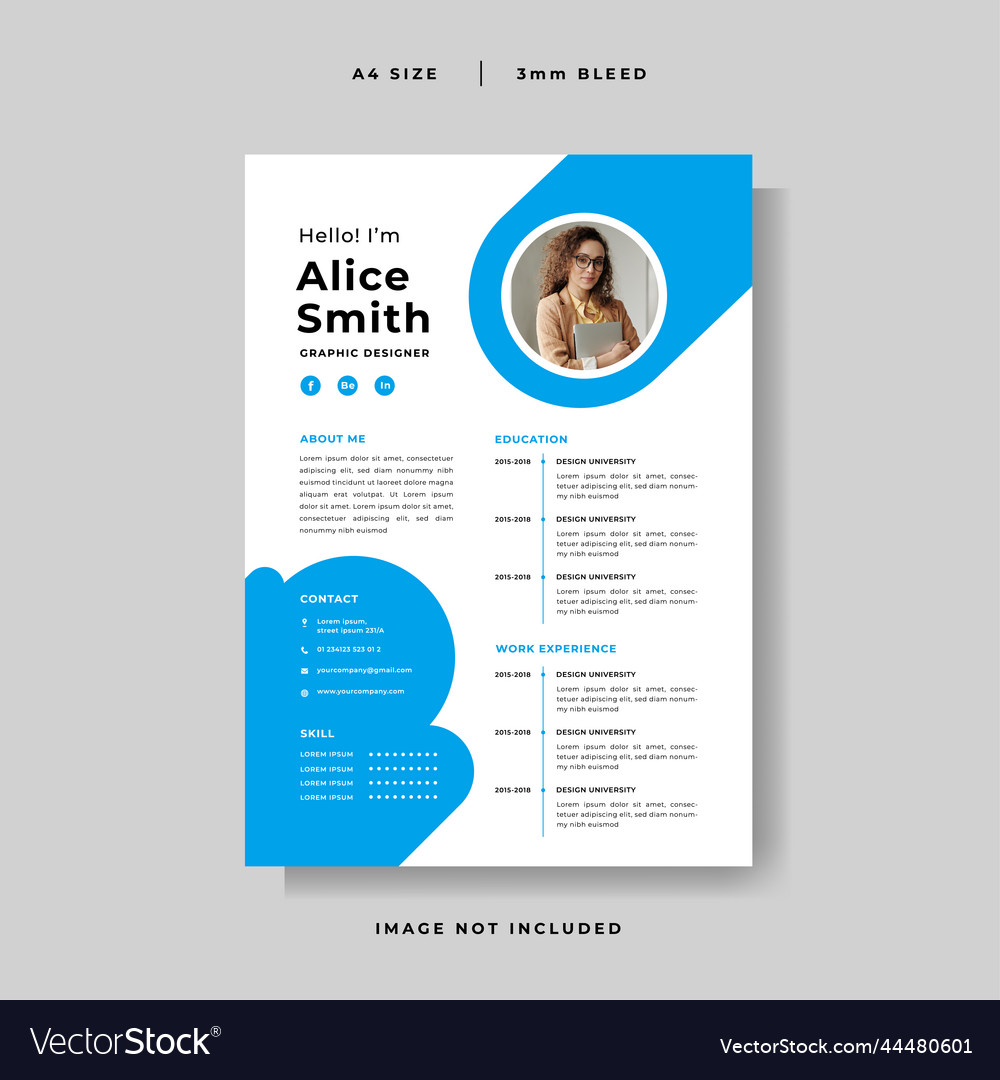 Modern curriculum vitae design template Royalty Free Vector