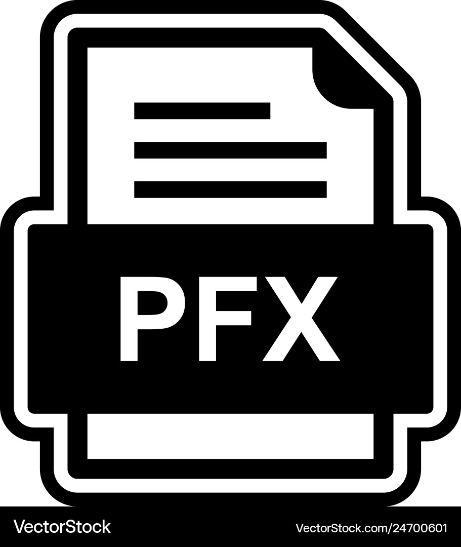 Pfx file document icon Royalty Free Vector Image