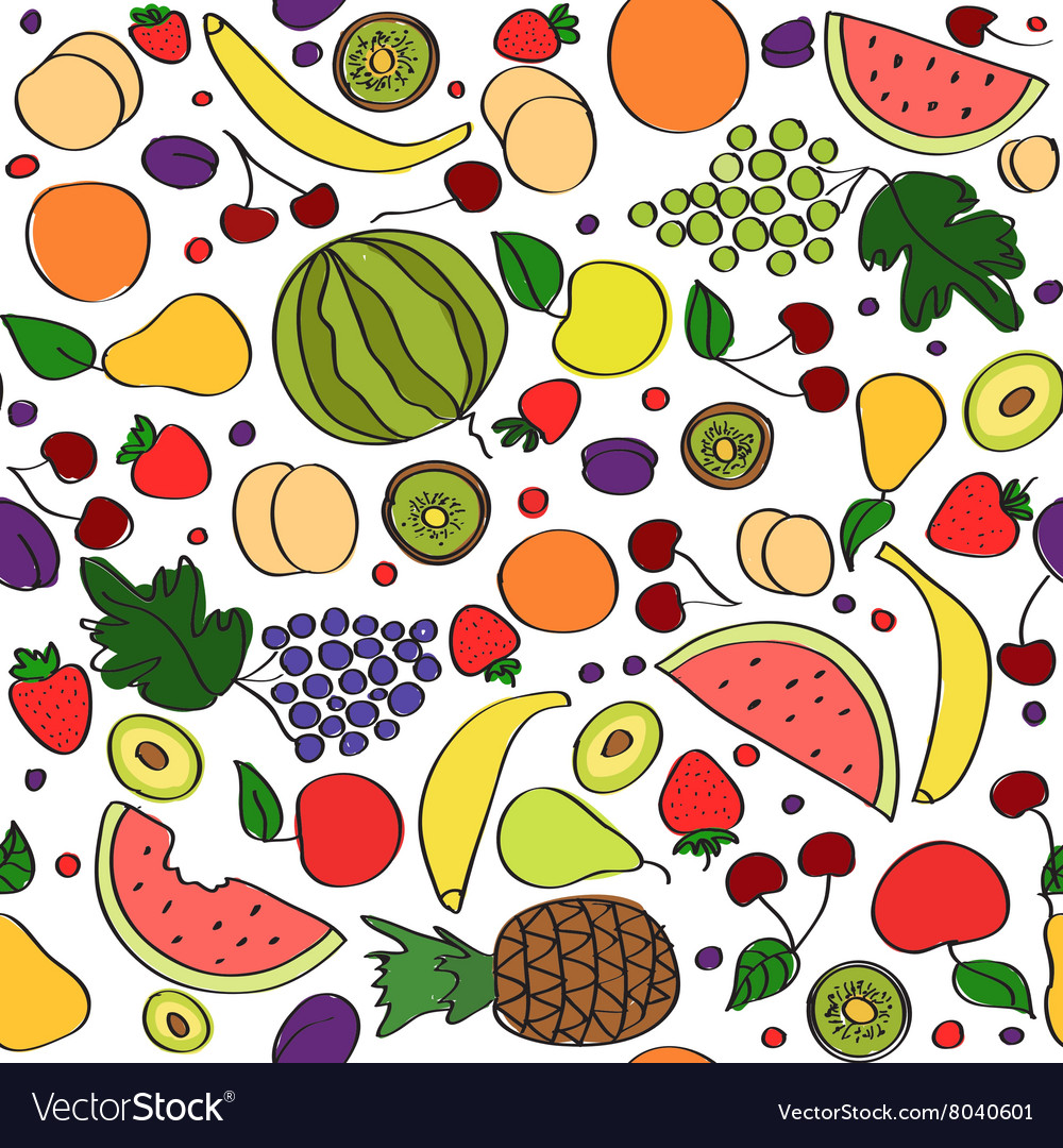 Seamless doodle cartoon pattern of summer Vector Image