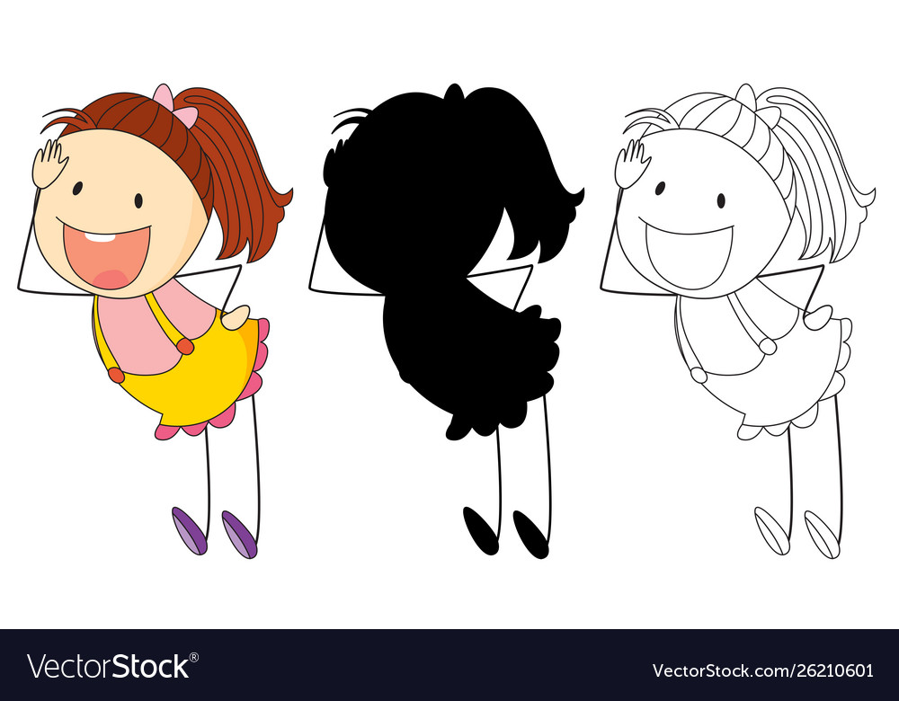 Set doodle girl character Royalty Free Vector Image