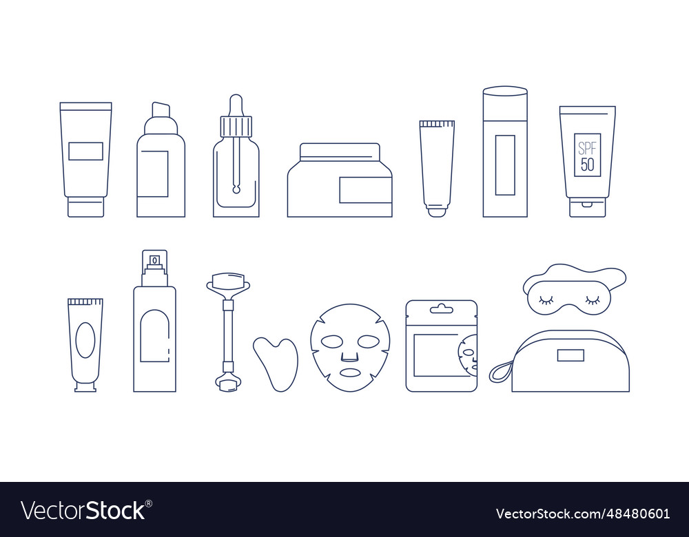 Skin care products skincare routine Royalty Free Vector