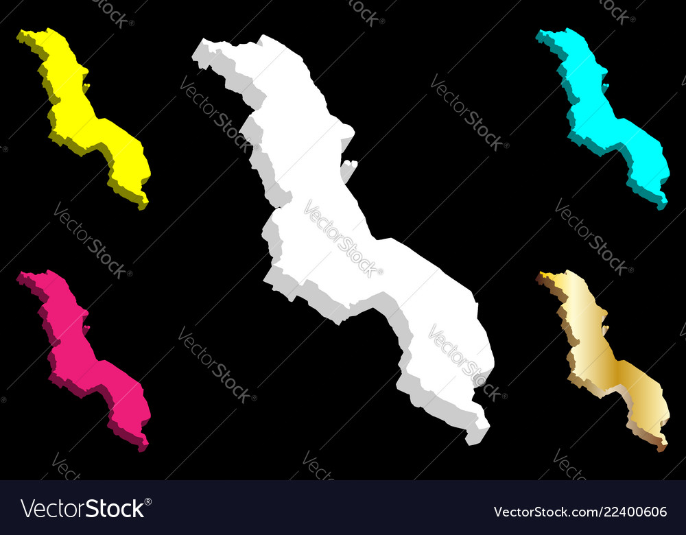 3d Map Of Malawi Royalty Free Vector Image Vectorstock