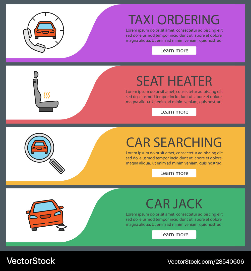 Auto Workshop Web Banner Templates Set Royalty Free Vector