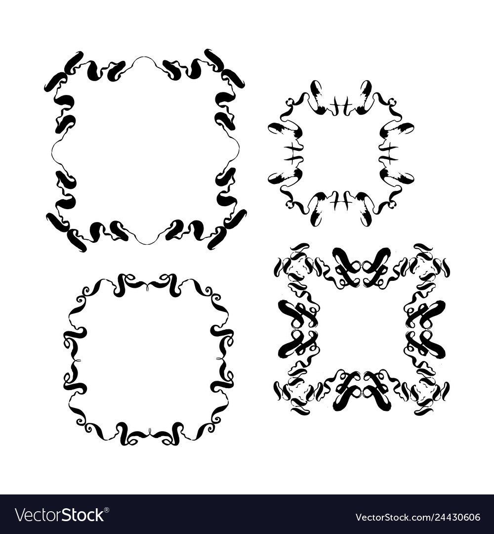 Decorative designer handdrawn frames set on white