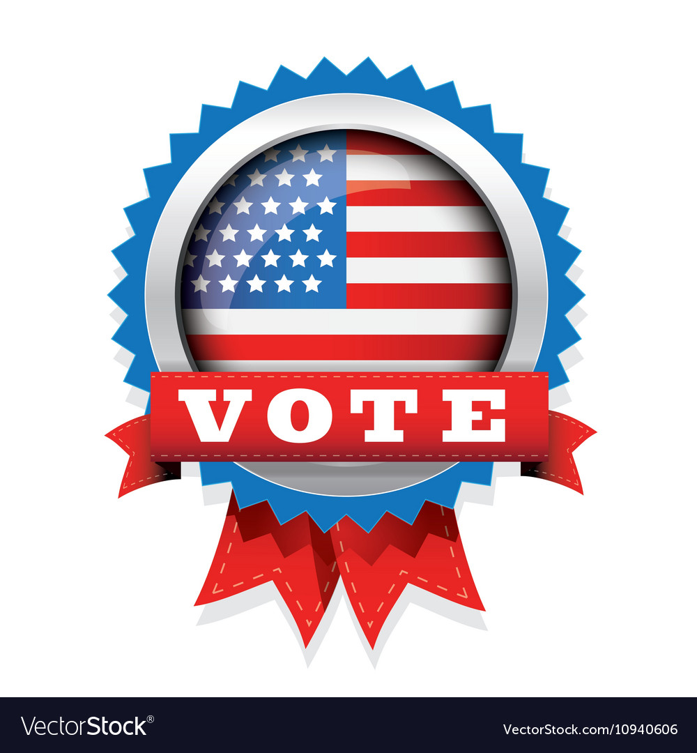 Vote Election Badge With Usa Flag Button Vector Image