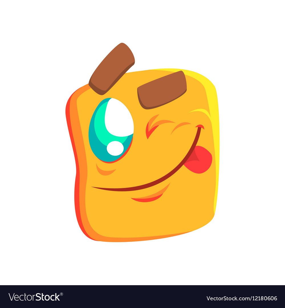 Yellow Winking Emoji Cartoon Square Funny Vector Image