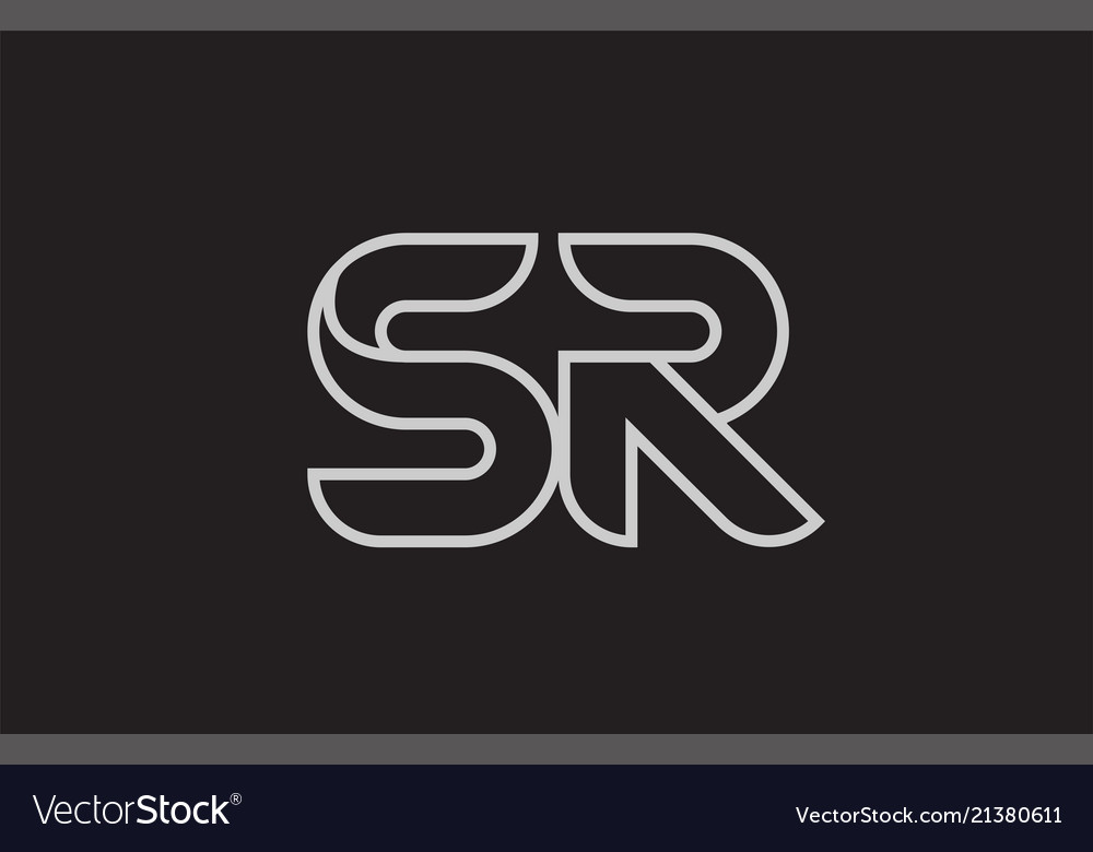 Black and white alphabet letter sr s r logo Vector Image