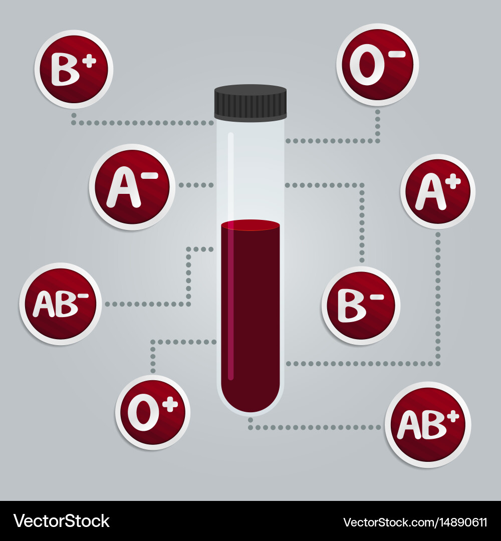 Blood types test tube with blood Royalty Free Vector Image