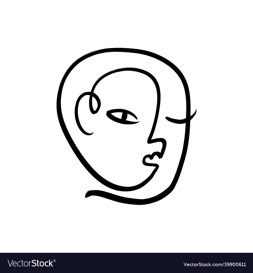 One line face minimalist art modern drawing head Vector Image