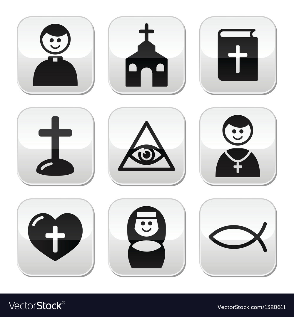 Religion catholic church buttons set Royalty Free Vector