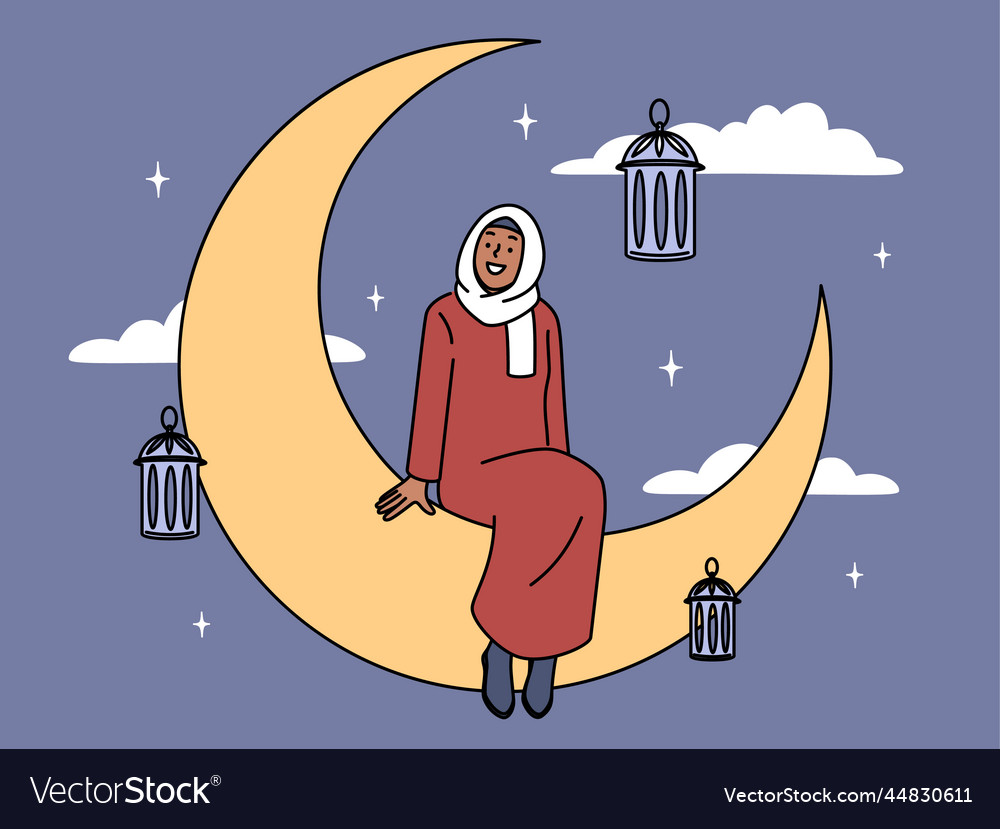 Smiling muslim greeting ramadan kareem Royalty Free Vector