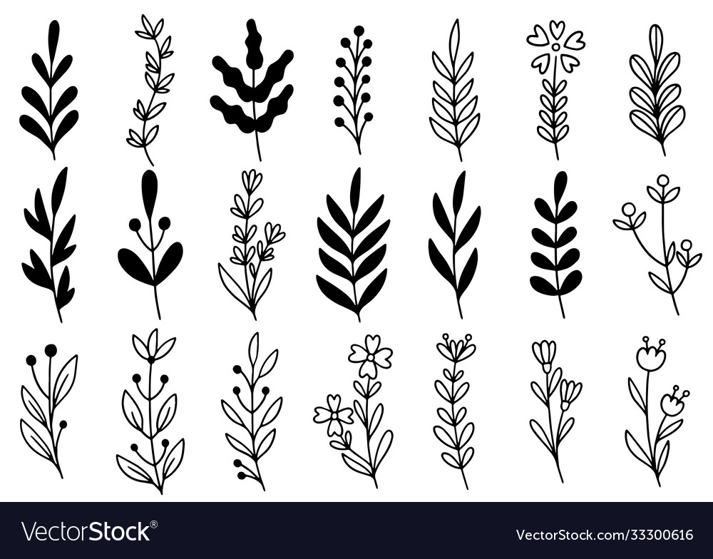 0167 hand drawn flowers doodle Royalty Free Vector Image