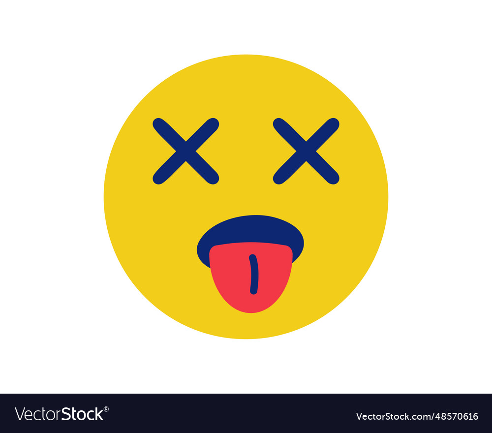 Dead emoji yellow face with crosses instead Vector Image