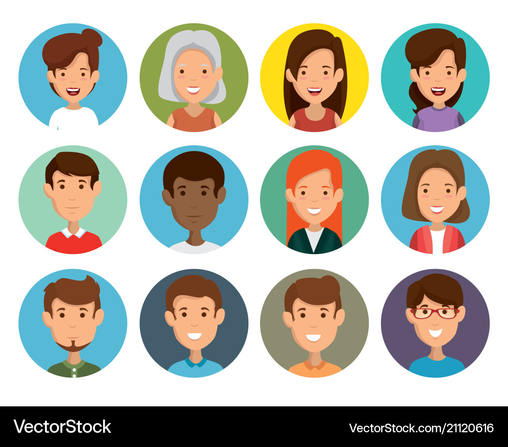 Group of friends characters Royalty Free Vector Image