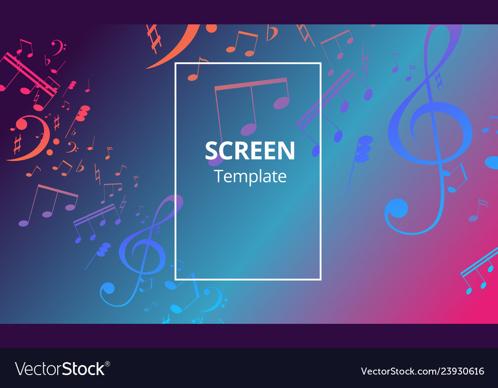 Musical Banner With Colored Key Notes Abstract Vector Image