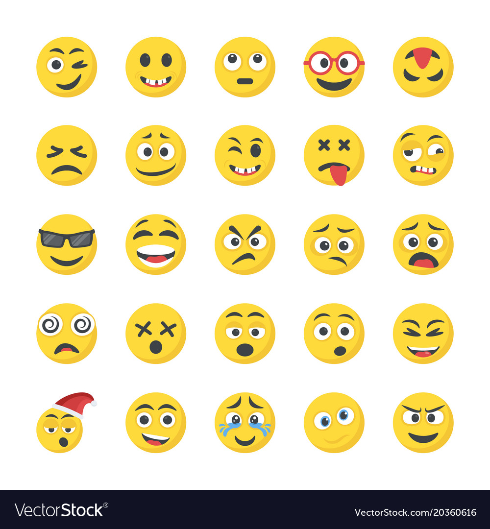 Smiley flat icons set Royalty Free Vector Image