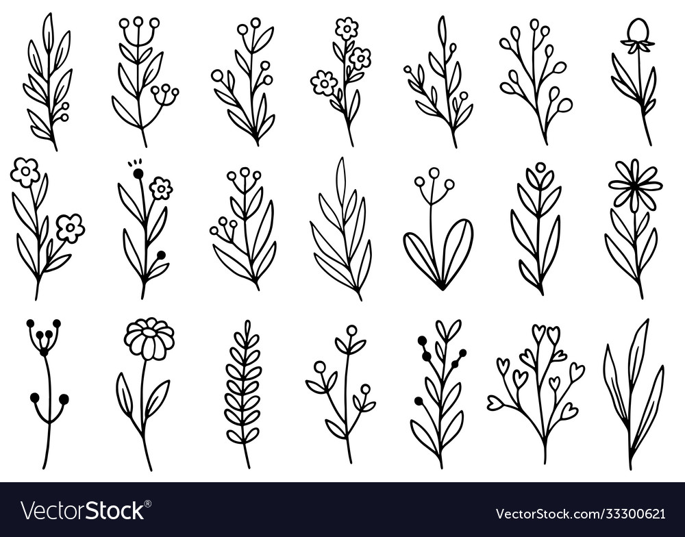 0172 hand drawn flowers doodle Royalty Free Vector Image