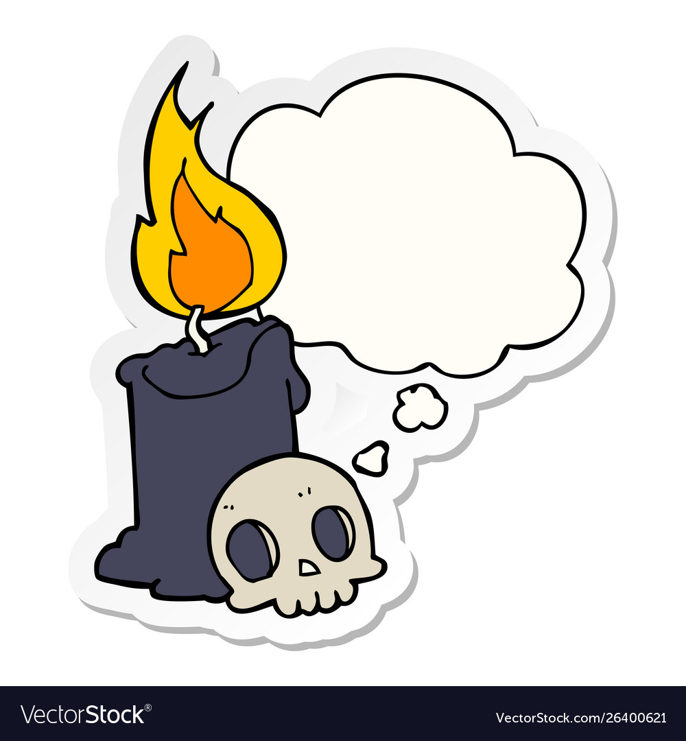 Cartoon skull and candle thought bubble Royalty Free Vector