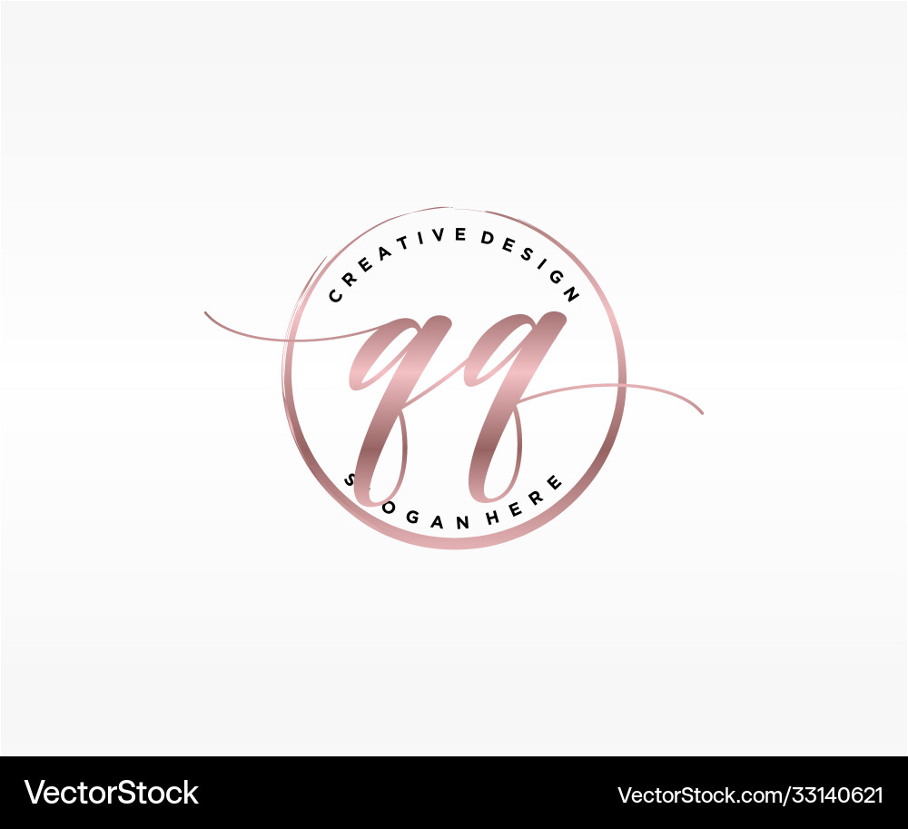 Initial qq handwriting logo with circle template Vector Image