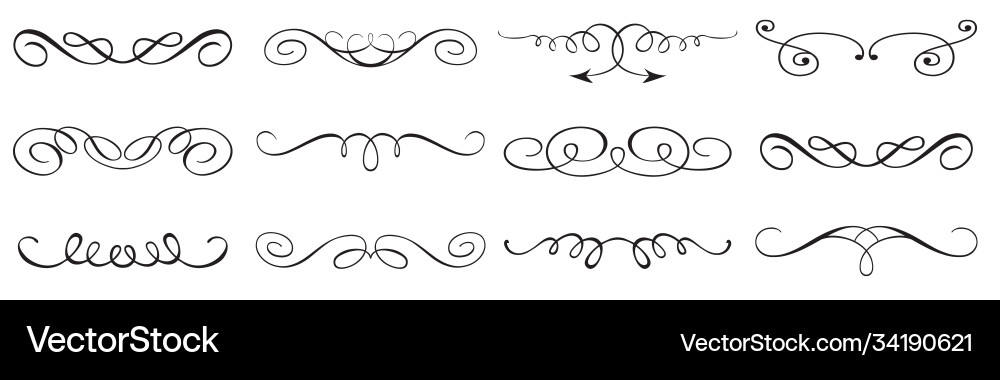 Set calligraphic design elements Royalty Free Vector Image