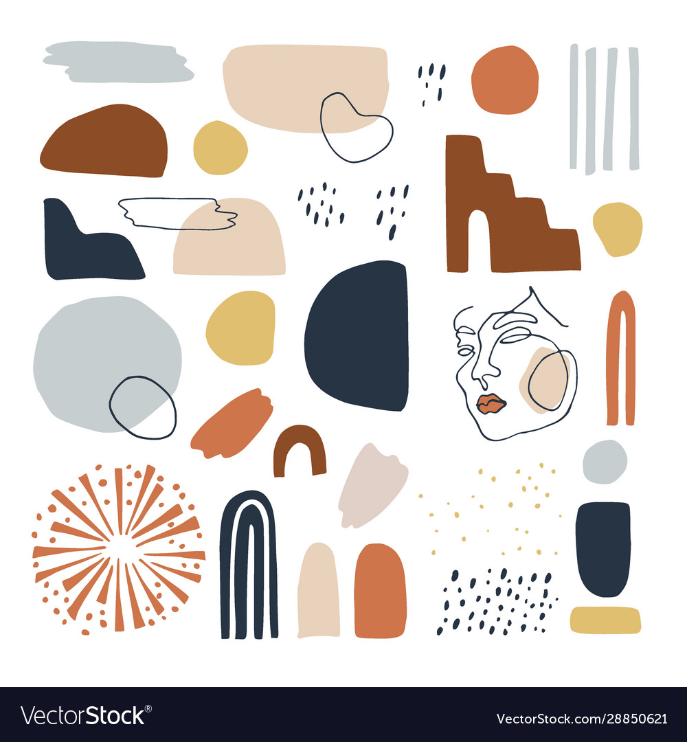 Set hand drawn abstract geometric shapes Vector Image