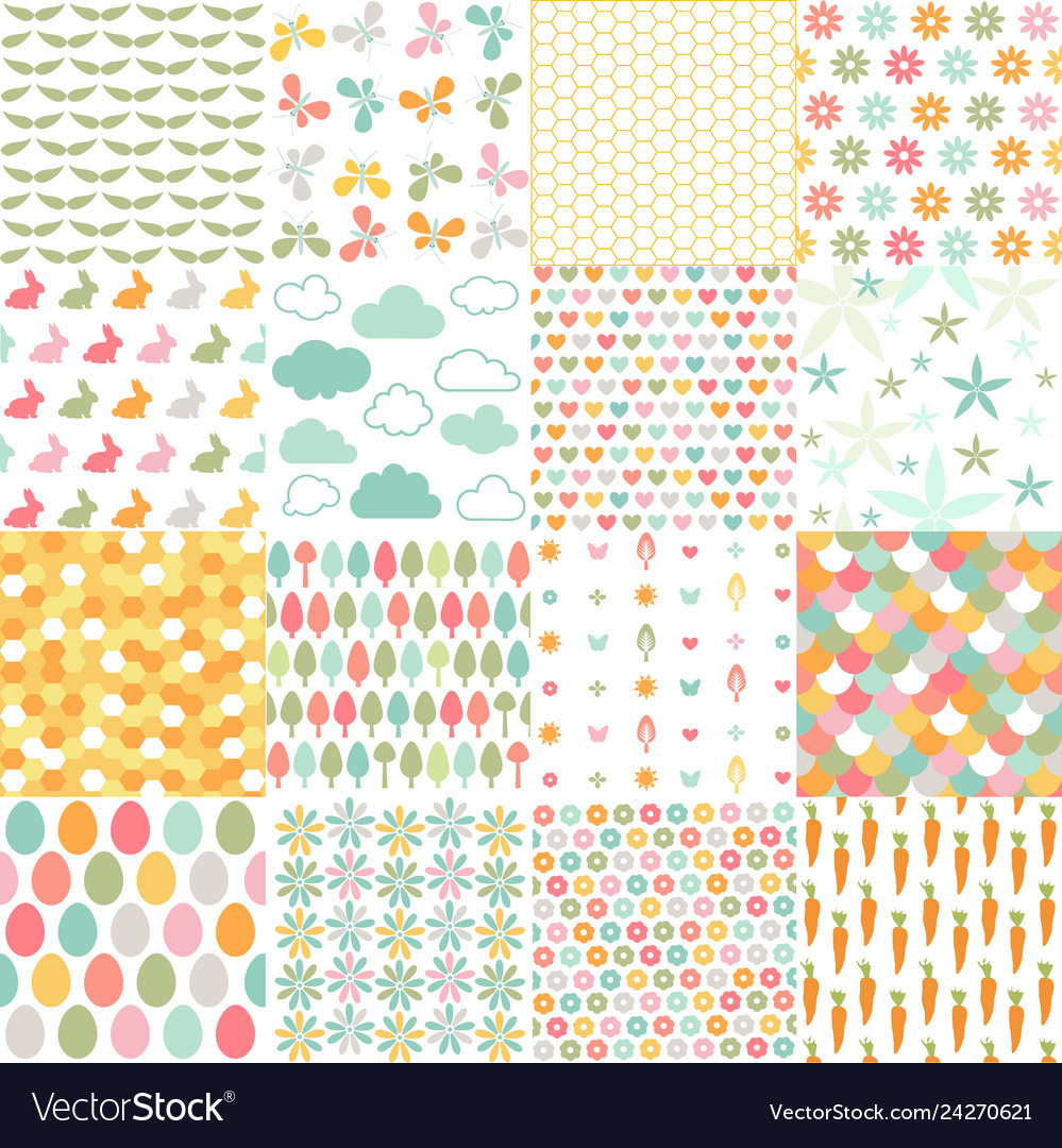 Spring easter patterns seamless background Vector Image