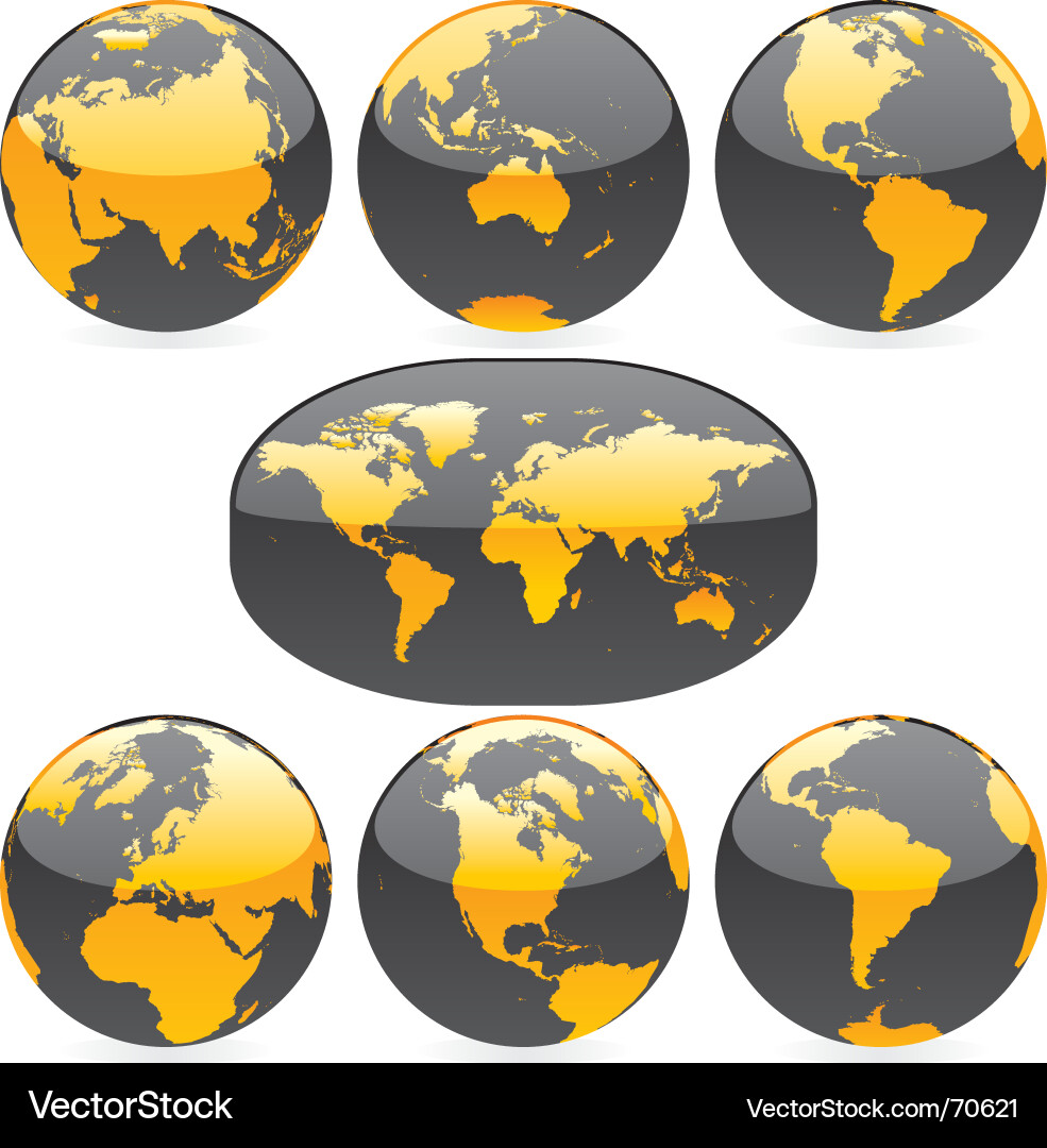 World globes and map Royalty Free Vector Image