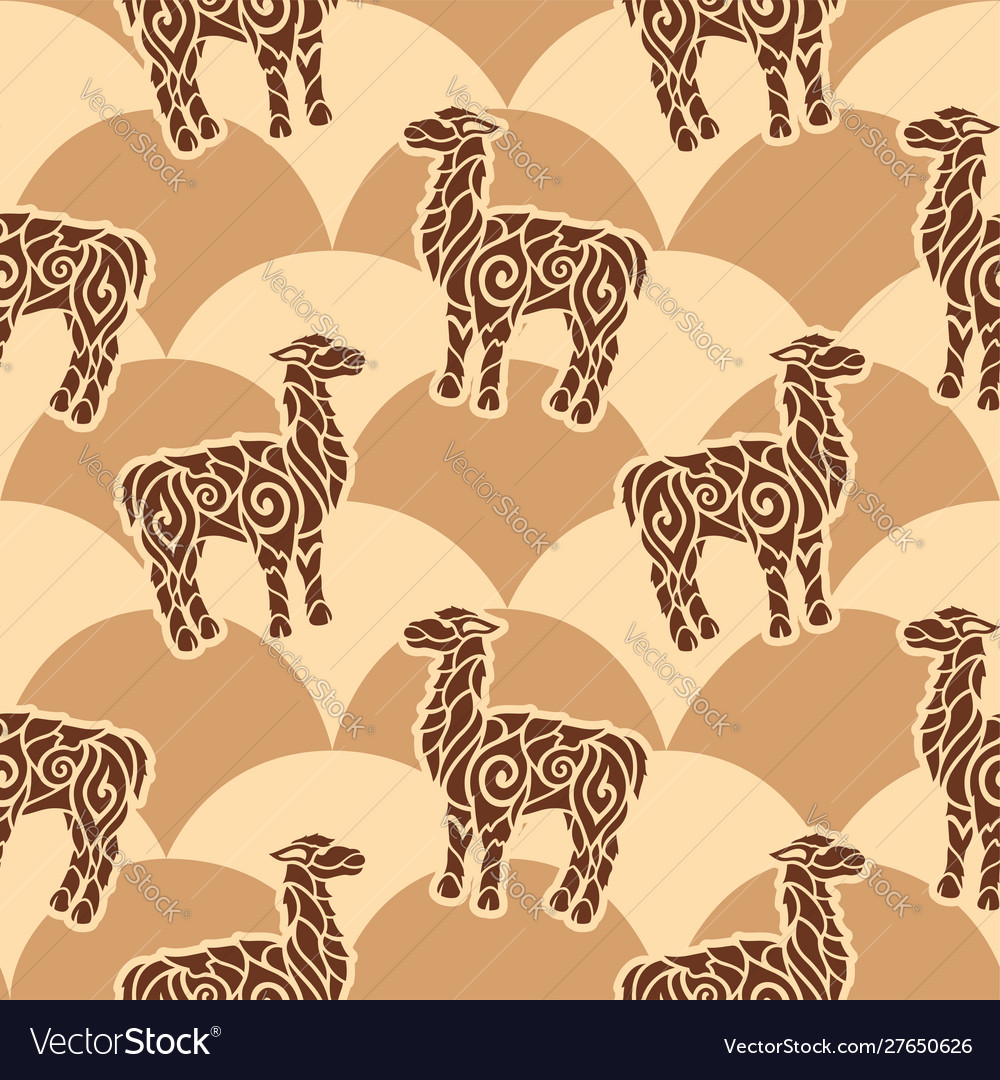 Art with seamless pattern stylized lamas Vector Image