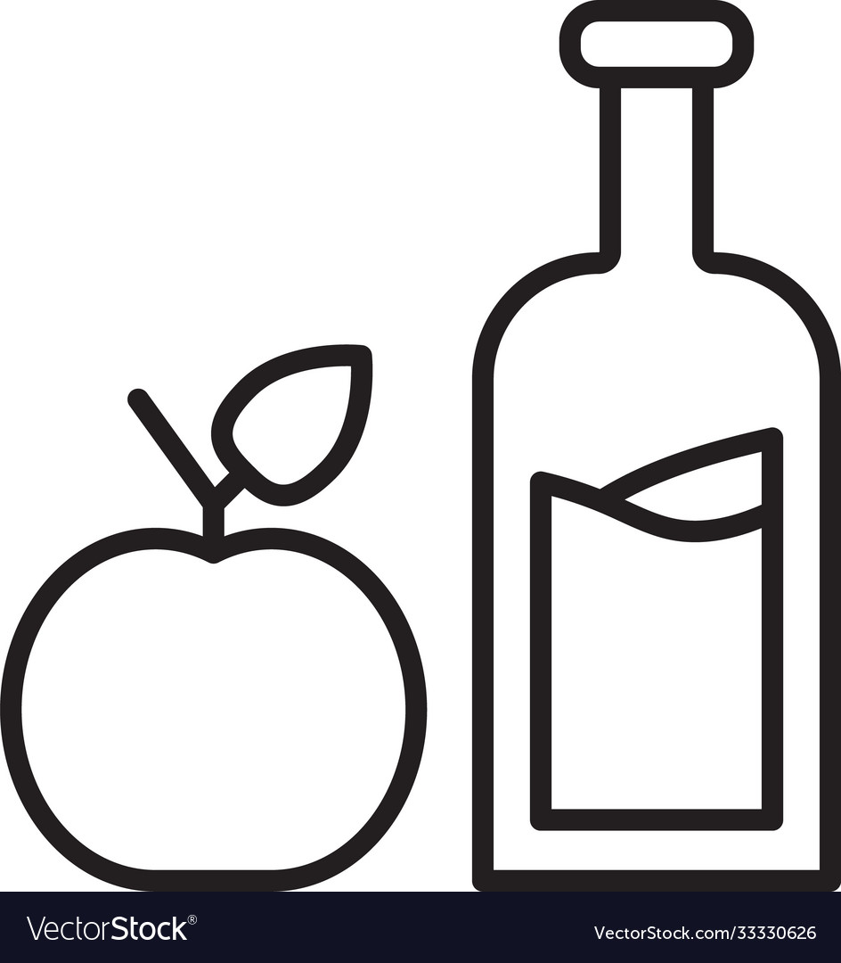 Black line apple cider bottle icon isolated Vector Image