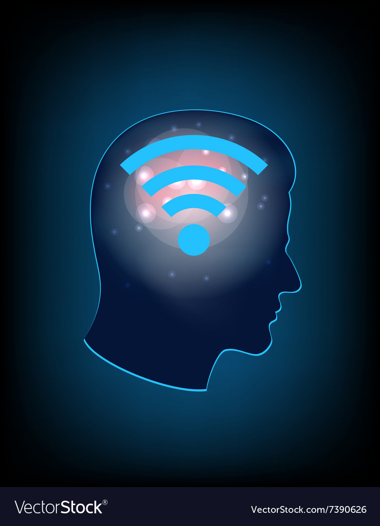 Brain concept with wifi sign Royalty Free Vector Image