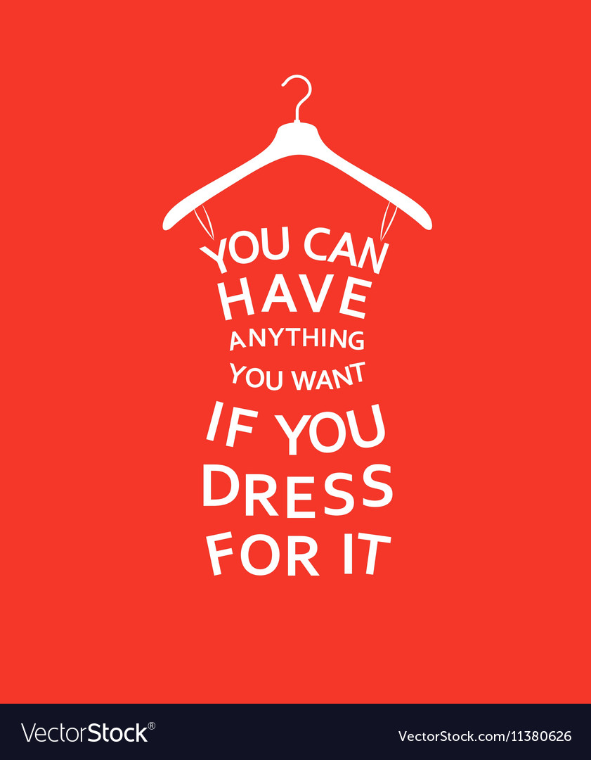 Fashion women dress with quote on red background Vector Image