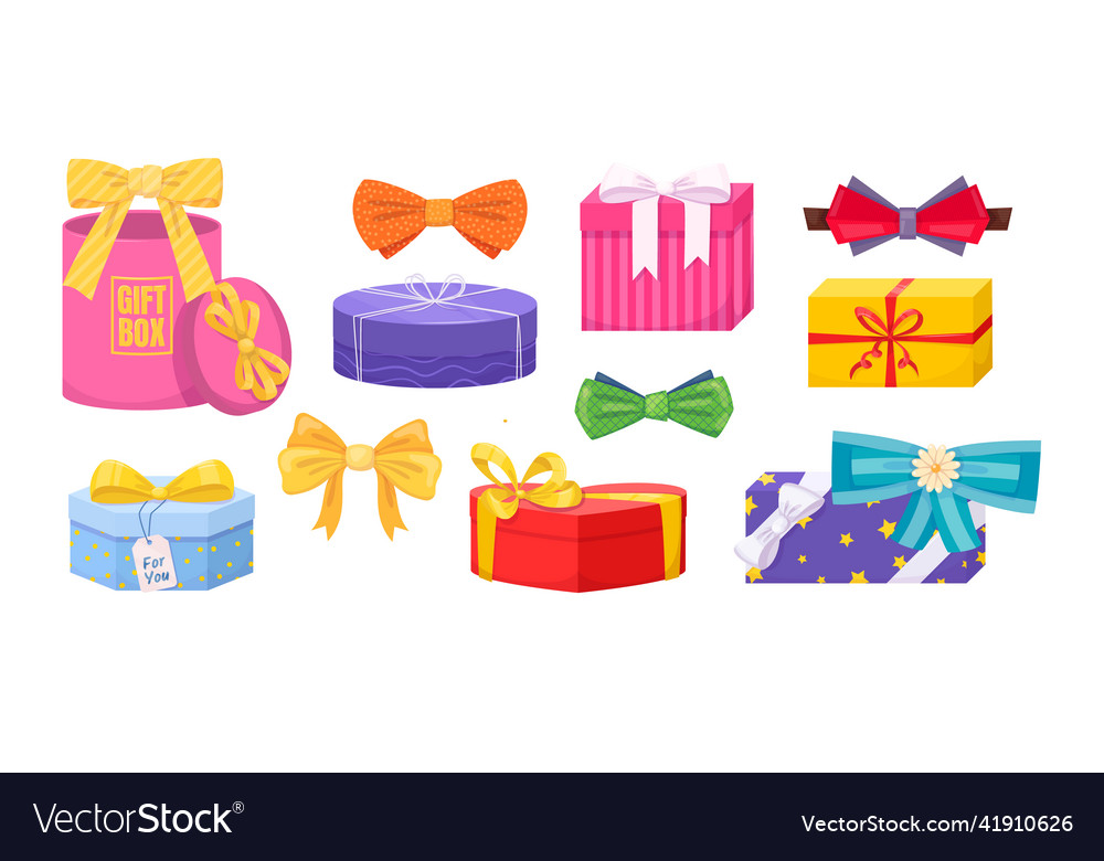 Gift box with tie bow present wrapped box Vector Image