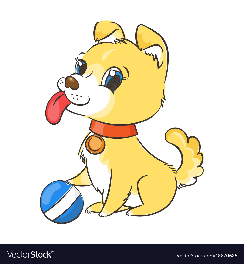Happy golden cartoon puppy cute little dog Vector Image Happy golden cartoon puppy cute little dog Vector Image