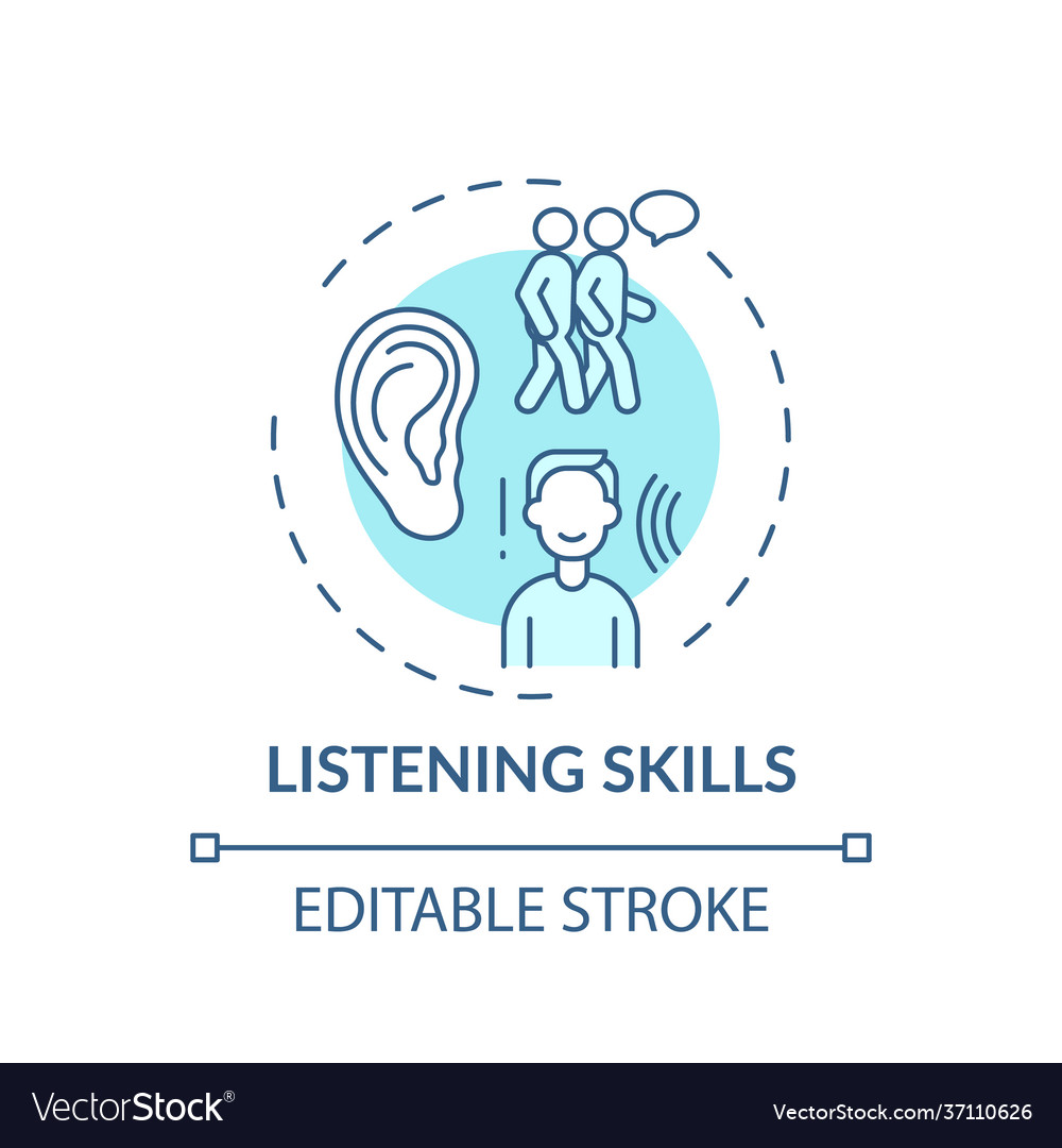 Listening Skills Turquoise Concept Icon Royalty Free Vector