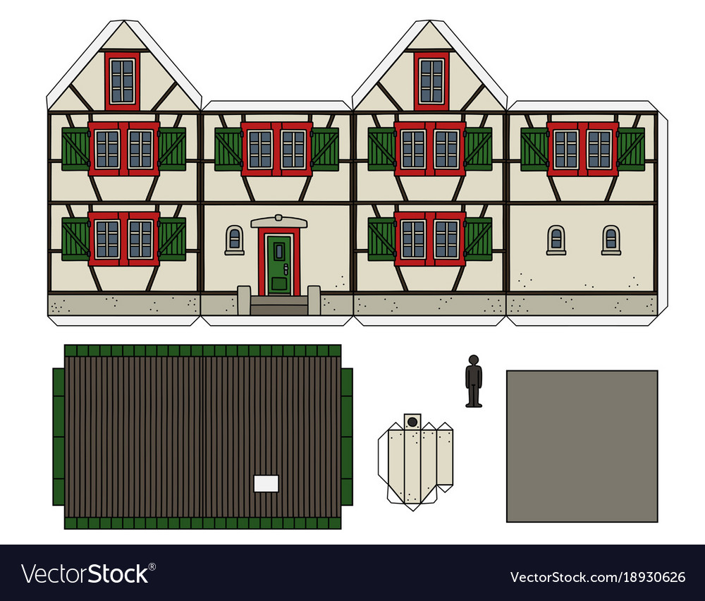 Paper model an old half timbered house Royalty Free Vector