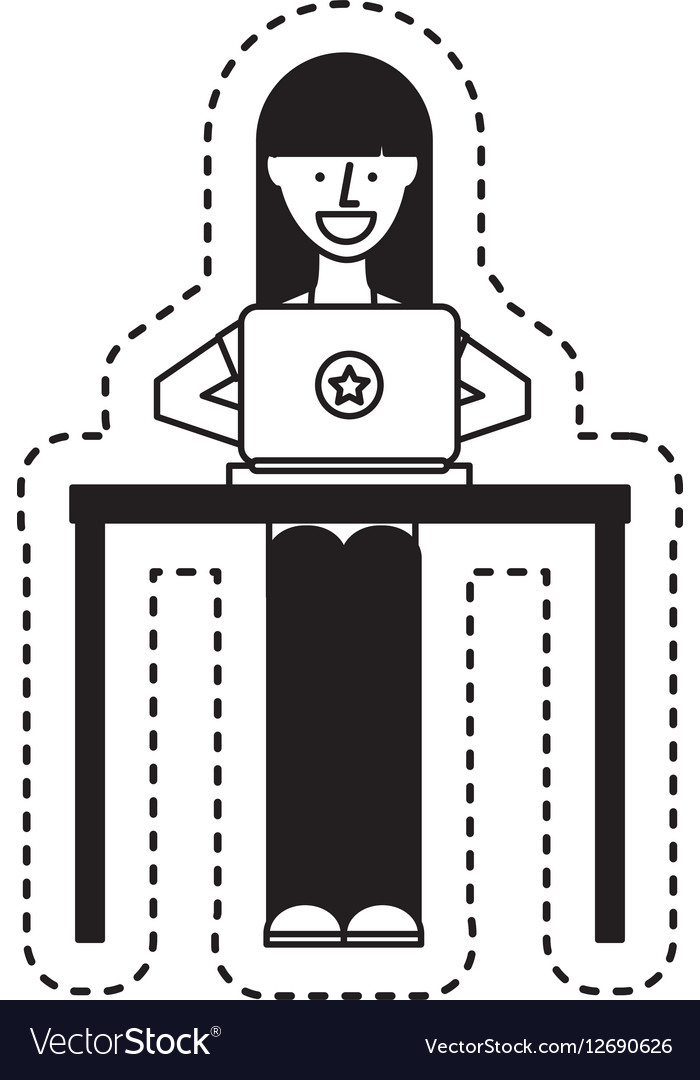 Person using computer icon Royalty Free Vector Image