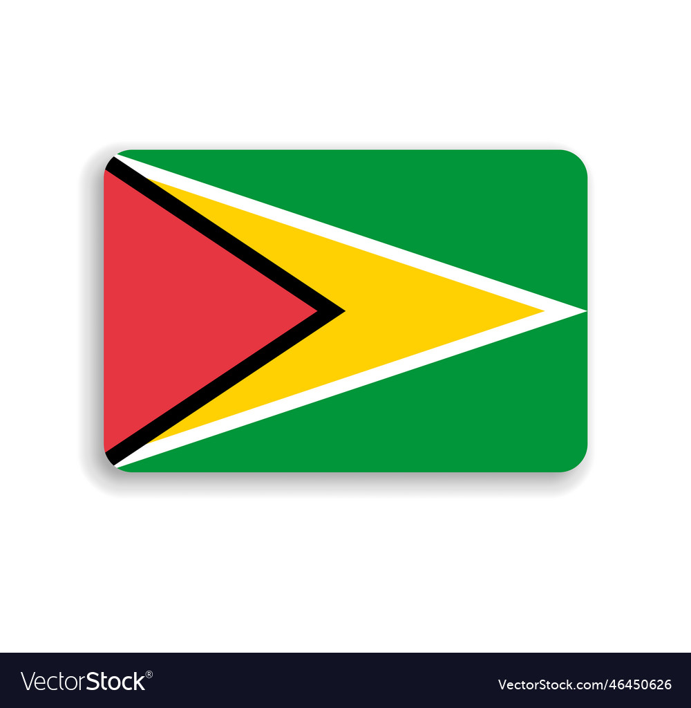 Rounded rectangle flag of guyana Royalty Free Vector Image