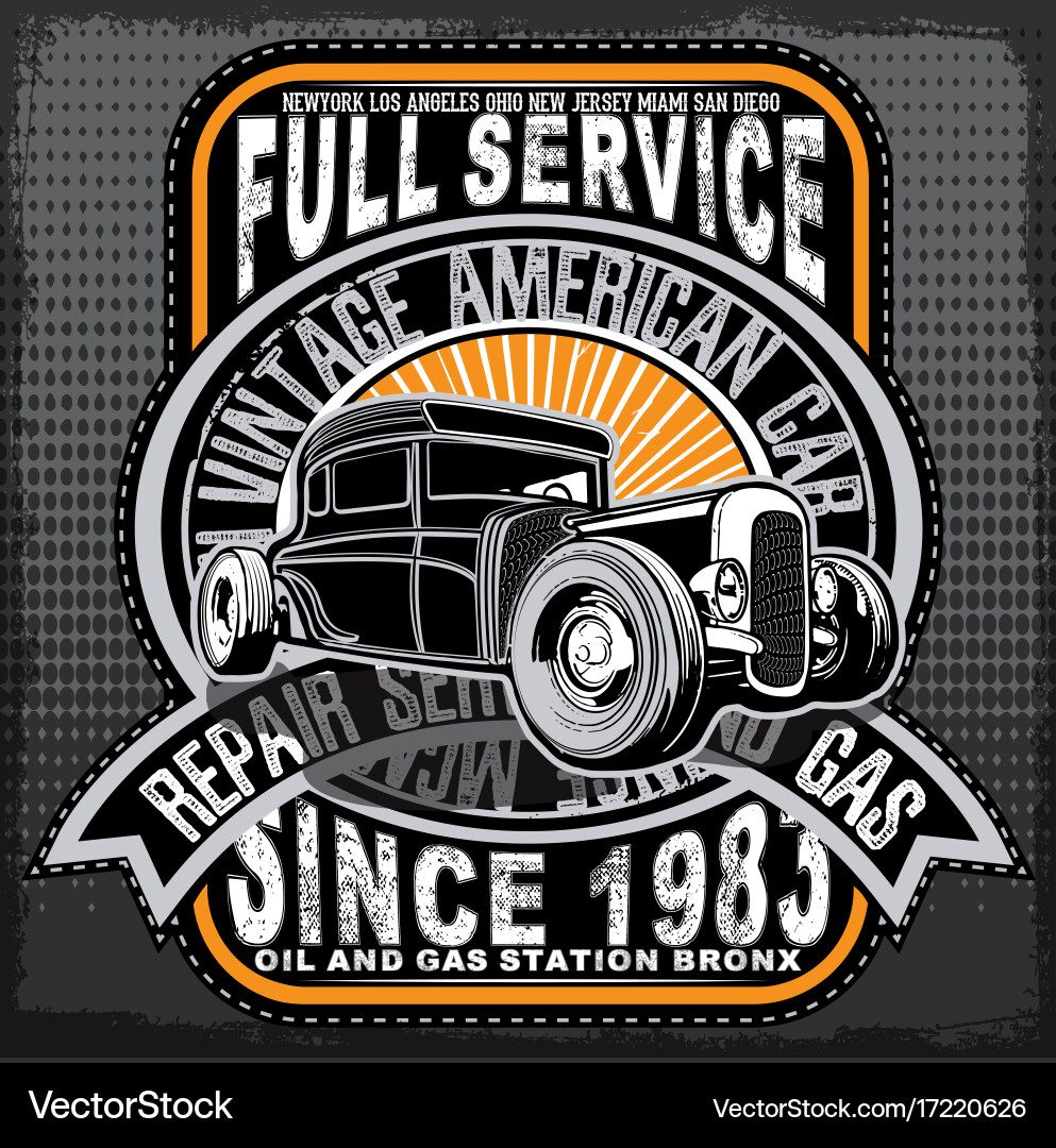 Vintage car tee graphic design Royalty Free Vector Image