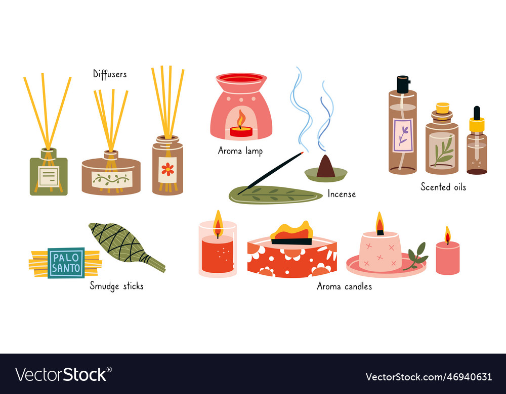 Different types of home fragrances aromatherapy Vector Image