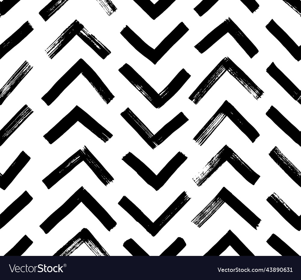 Hand drawn chevron pattern with black strokes vector image Hand drawn chevron pattern with black strokes